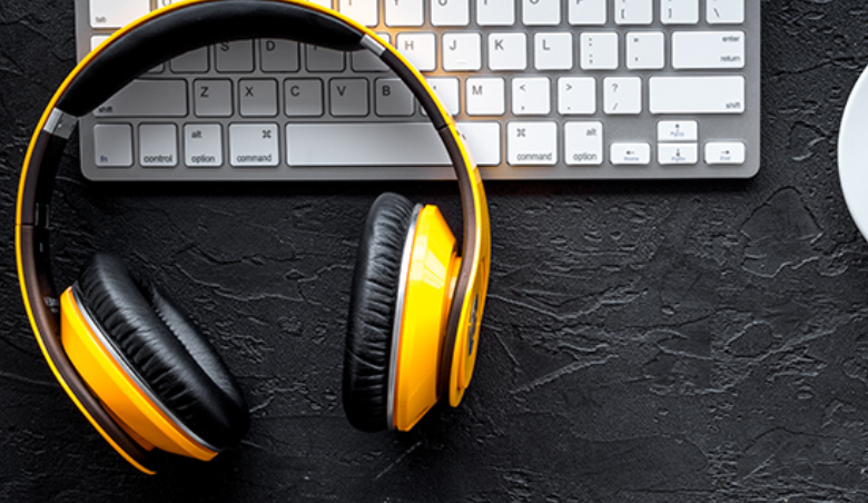 headphones and keyboard